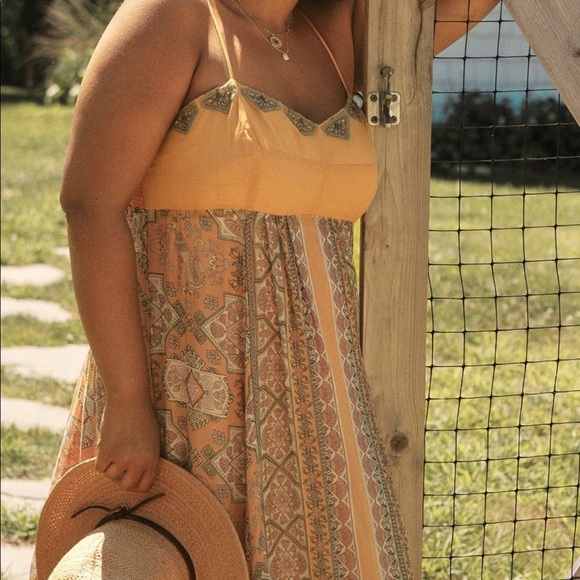 NWT Anthropologie + orange mixed print maxi dress - Picture 2 of 10